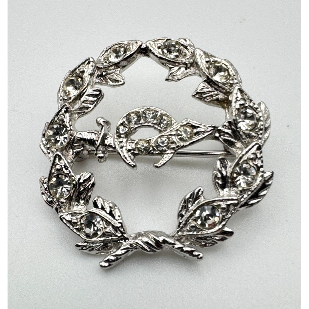 Vintage ORA Shriners Brooch Masonic Wreath Rhinestone Sword Crescent Pin
